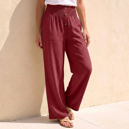 Women's Relaxed Wide Leg Pants Shirred Waistband