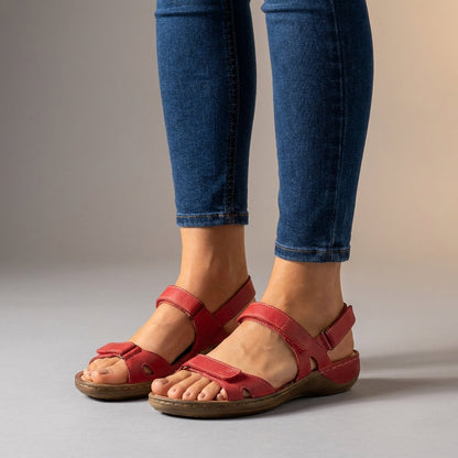 Adjustable Strap Sandals Cushioned Sole Comfortable Brown