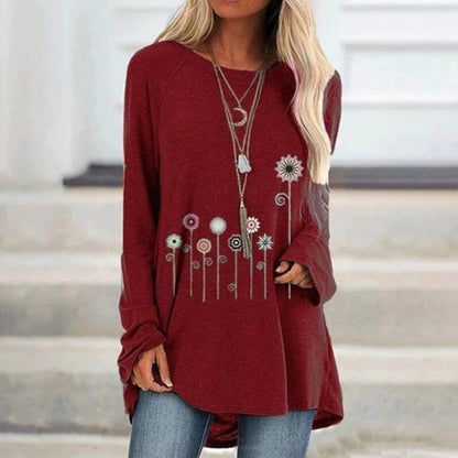 Women's Floral Embroidery Sweatshirt Soft Texture
