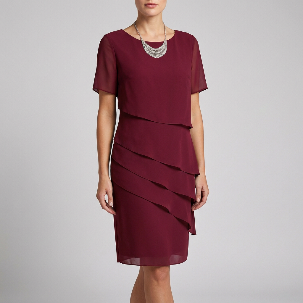 Women's Tiered Ruffle Dress Sheer Sleeves