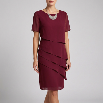 Women's Tiered Ruffle Dress Sheer Sleeves