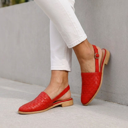 Women's Woven Slingback Flats Adjustable Ankle Strap