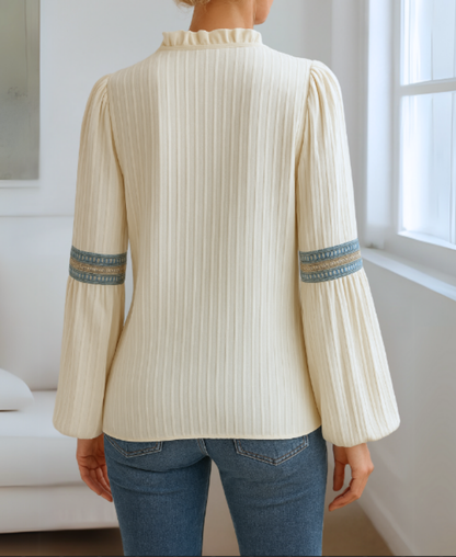 Women's V-Neck Blouse Vintage Style