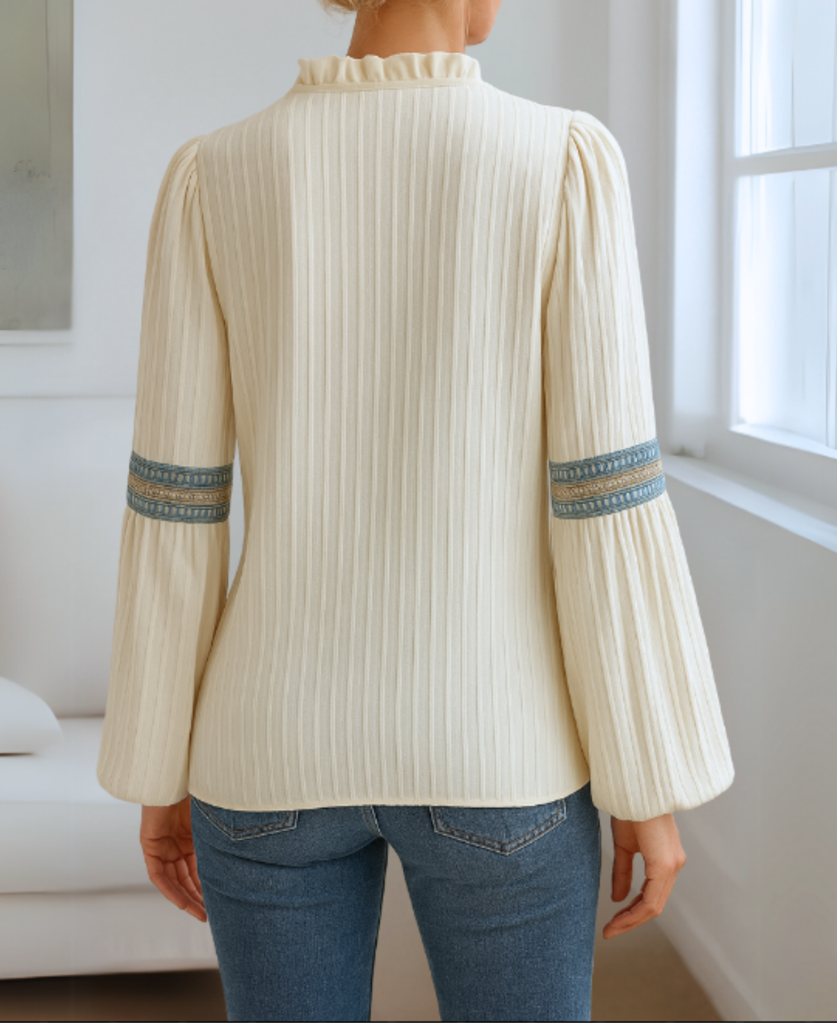 Women's V-Neck Blouse Ruffled Collar