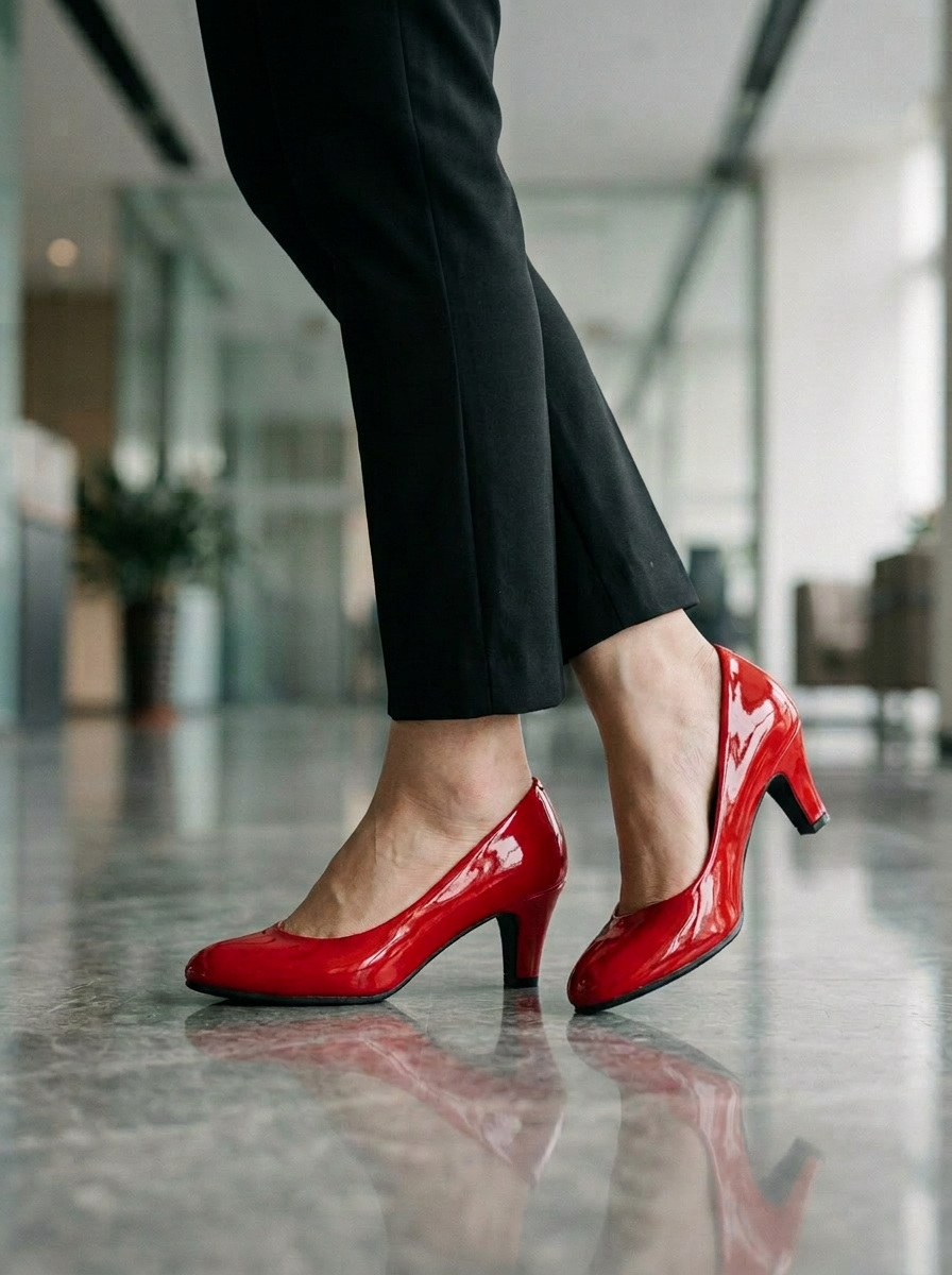 Women's Medium Heel Pumps Glossy Black