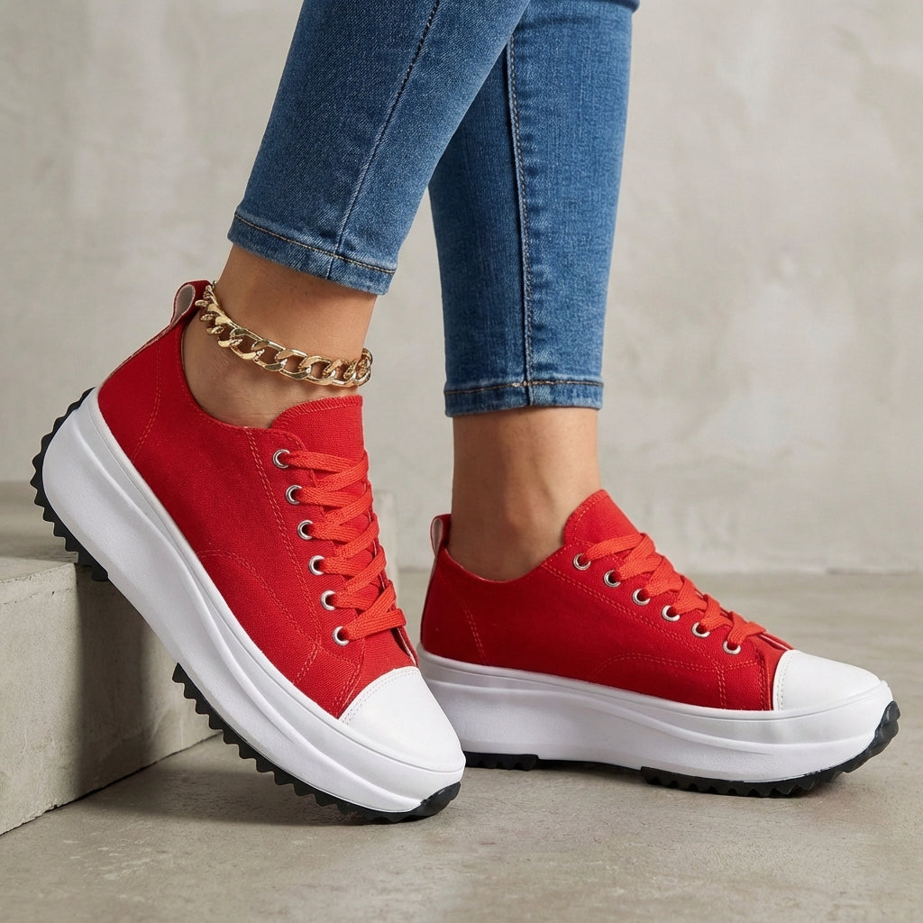 Orthopedic Platform Sneakers Canvas Contrast Toe Cap