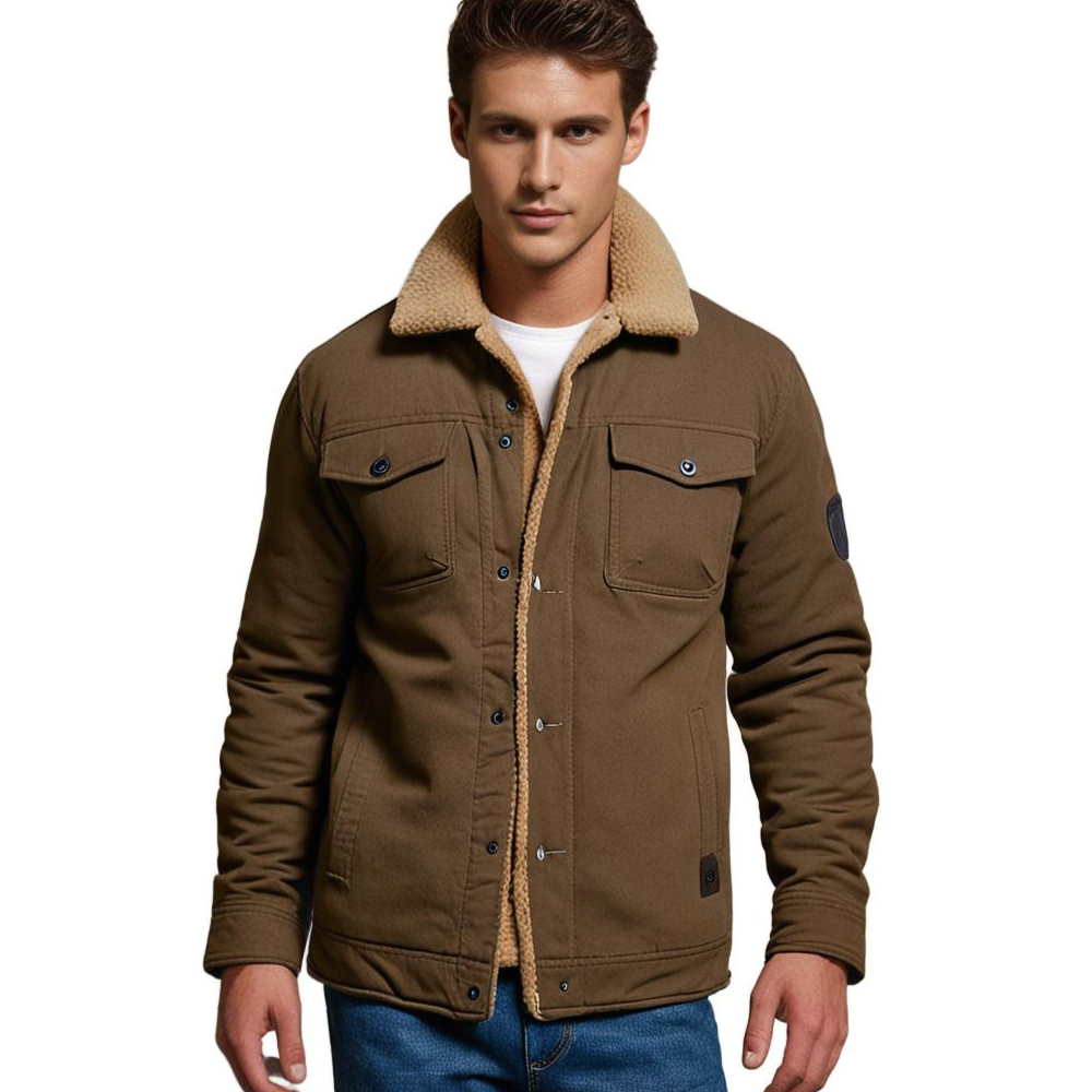 Men's Sherpa Lined Winter Jacket Warm Insulation