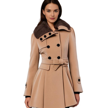 Women's Long Winter Coat Warm Wool Black