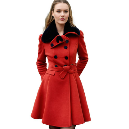 Women's Long Winter Coat Warm Wool Black