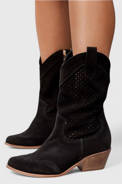 Women's Cowboy Ankle Boots Block Heel