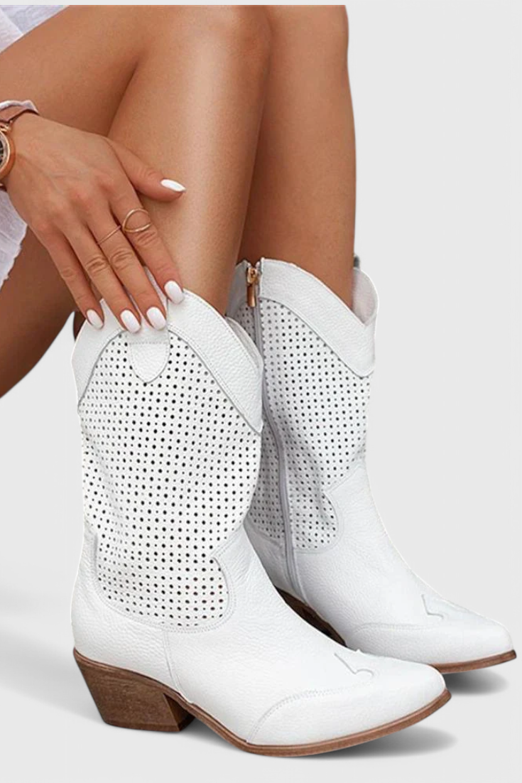 Women's Cowboy Ankle Boots Block Heel