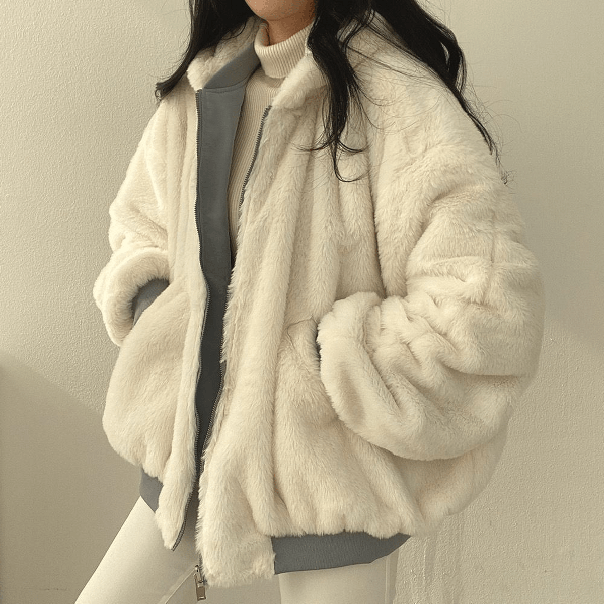 Ladies Cozy Fleece Zipper Winter Coat