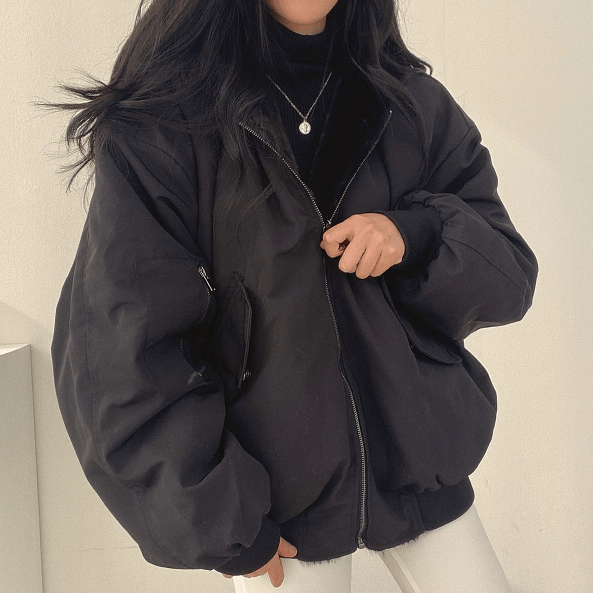 Ladies Cozy Fleece Zipper Winter Coat