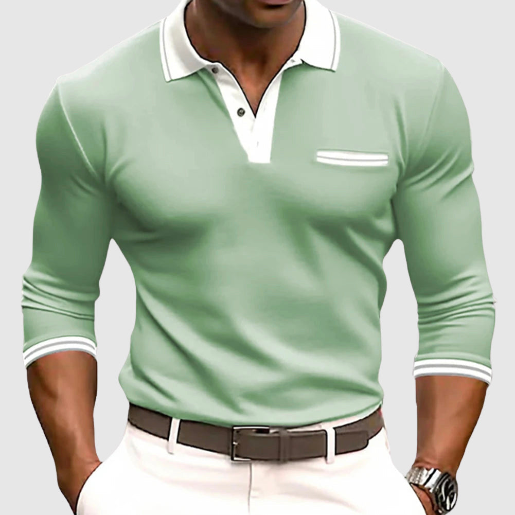 Stylish Men's Performance Polo Shirt with Contrast Trim & Chest Pocket