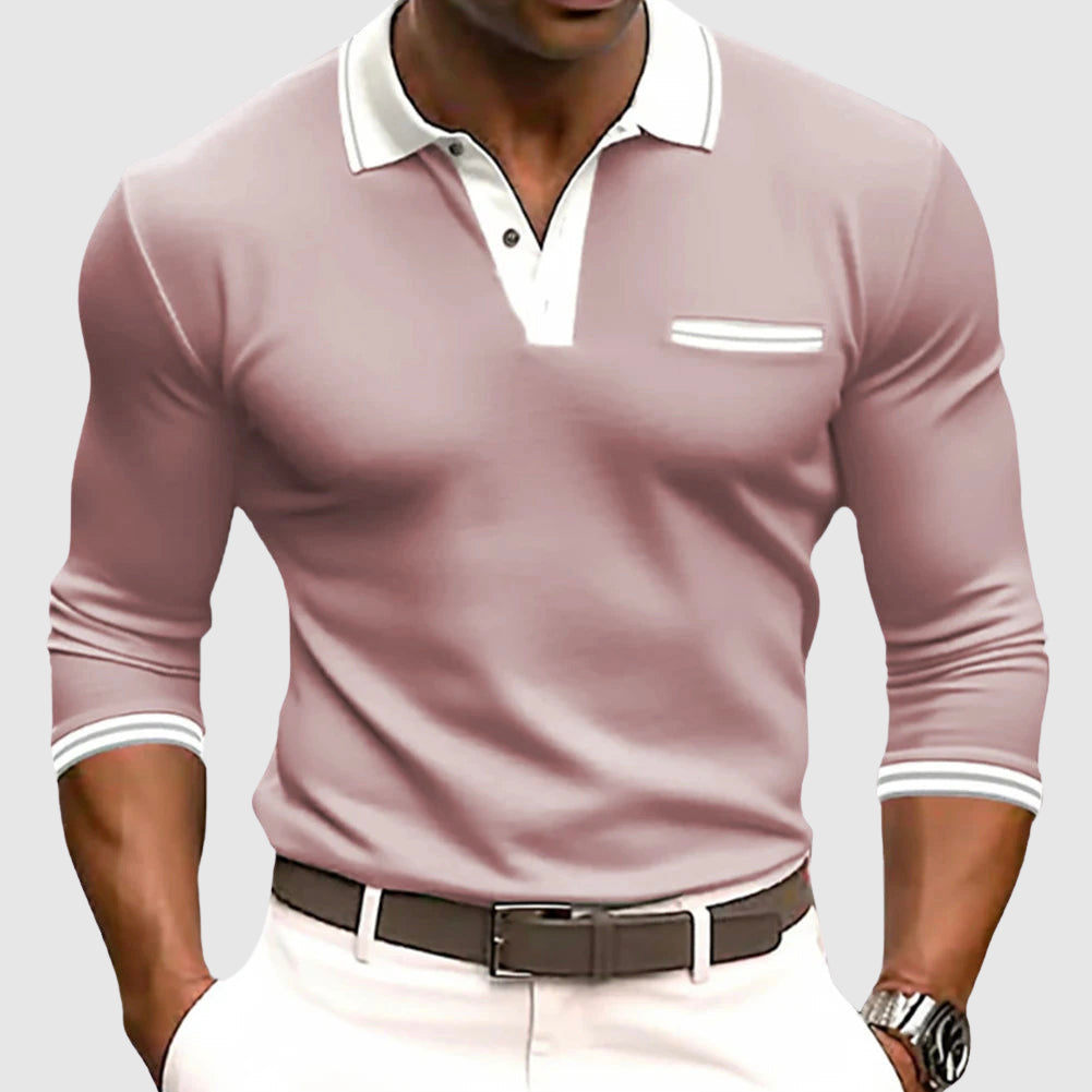 Stylish Men's Performance Polo Shirt with Contrast Trim & Chest Pocket