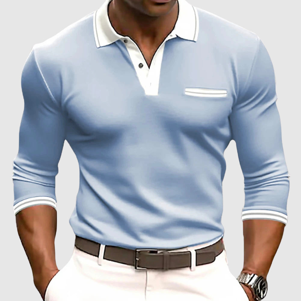 Men's Polo Shirt Performance Contrast Trim Chest Pocket - VibreMode