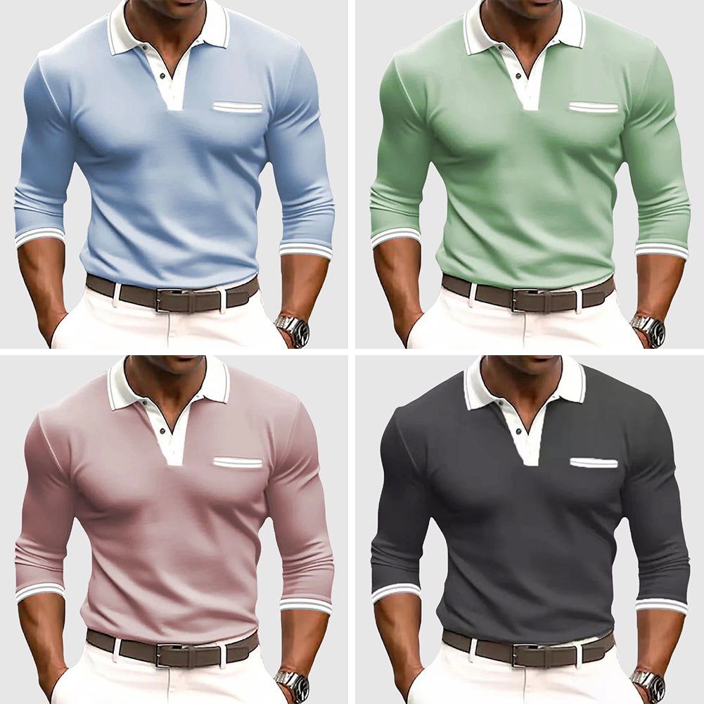 Stylish Men's Performance Polo Shirt with Contrast Trim & Chest Pocket