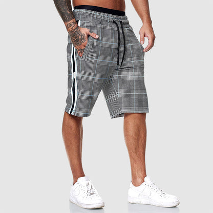 Men's Plaid Shorts Side Stripe
