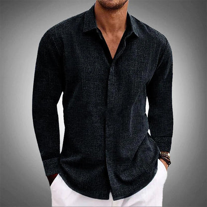 Men's Long Sleeve Button Front Shirt Classic Collar