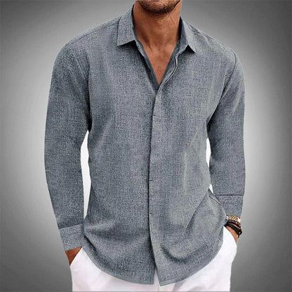 Men's Long Sleeve Button Front Shirt Classic Collar