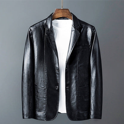 Men's Genuine Leather Jacket Classic Cut Brown