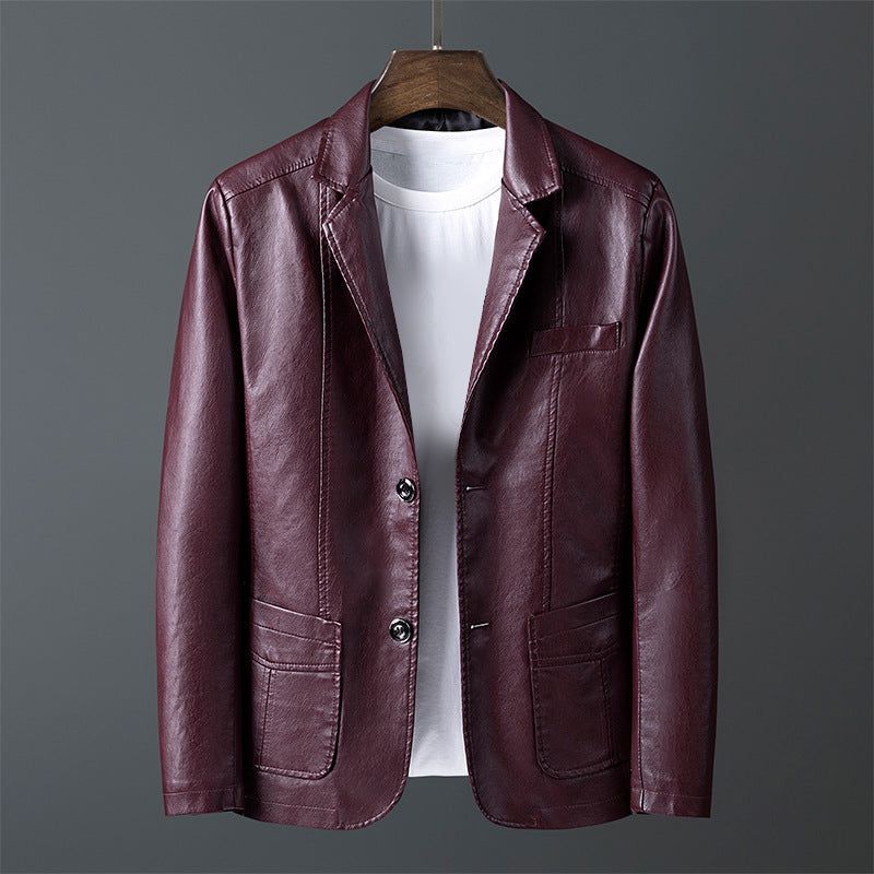 Men's Genuine Leather Jacket Classic Cut Brown