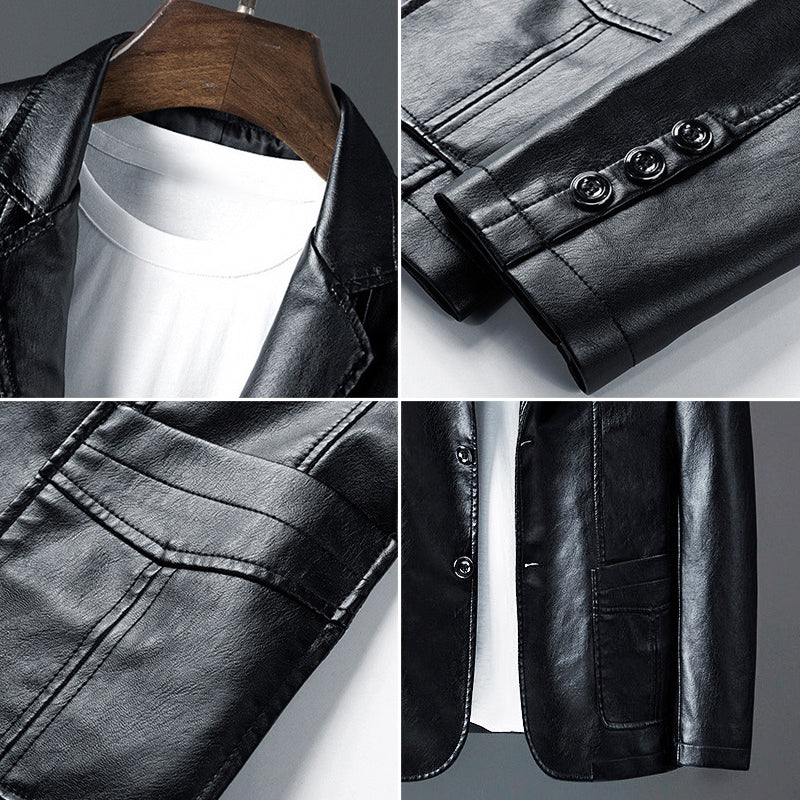 Men's Genuine Leather Jacket Classic Cut Brown