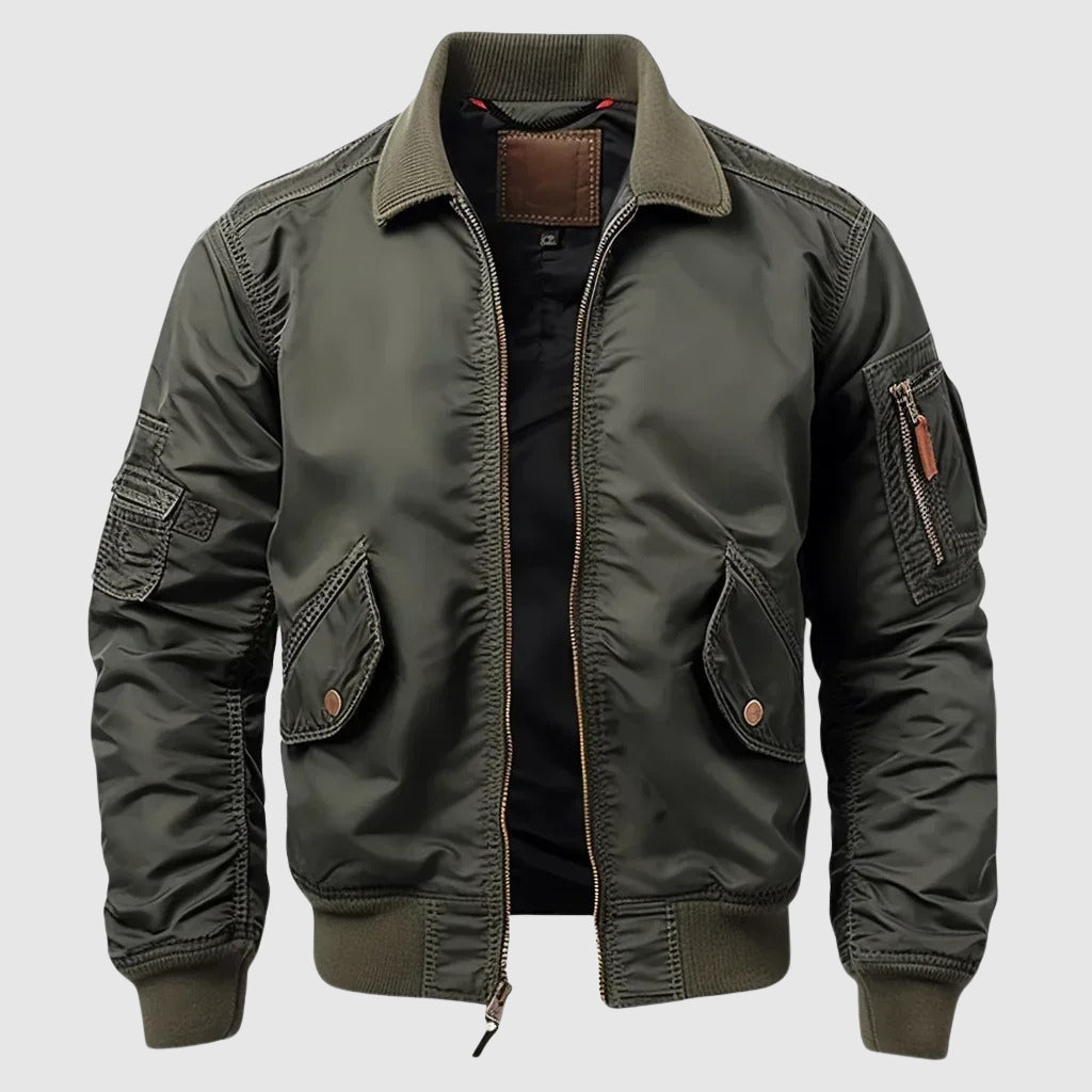 Men's Urban Bomber Jacket Lightweight Nylon Black - VibreMode