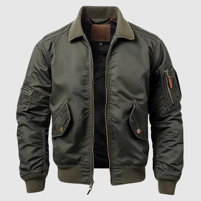 Men's Urban Bomber Jacket Lightweight Nylon Black - VibreMode