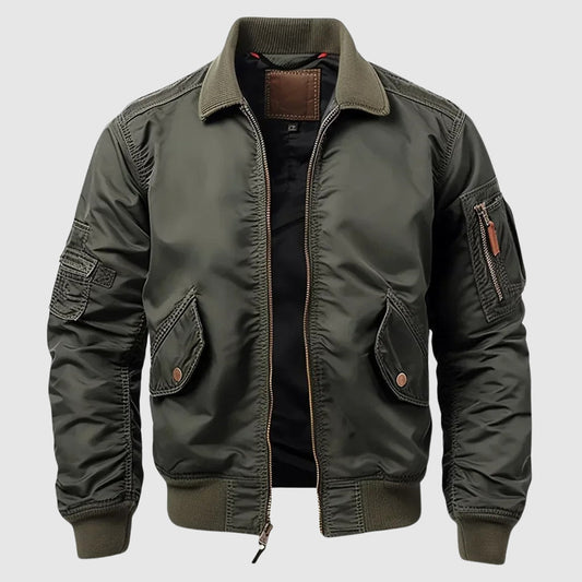 Men's Urban Bomber Jacket Lightweight Nylon Black - VibreMode