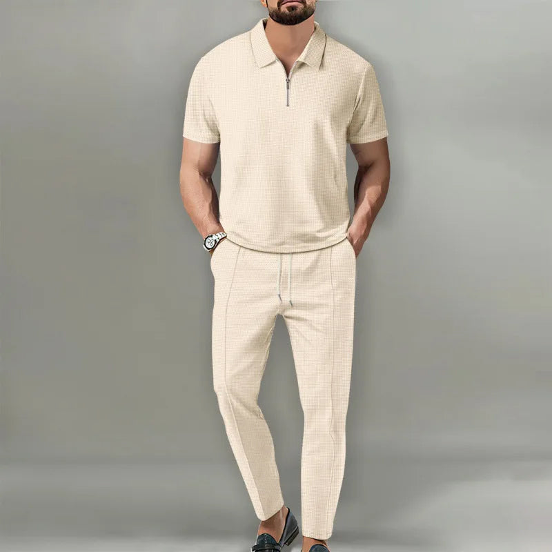 Men's 2-Piece Polo Set Zip Front Trousers