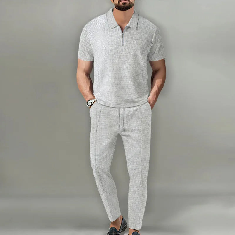 Men's 2-Piece Polo Set Zip Front Trousers