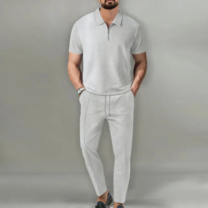 Men's 2-Piece Polo Set Zip Front Trousers