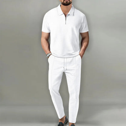 Men's 2-Piece Polo Set Zip Front Trousers