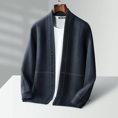 Men's Open Front Cardigan Button Detail