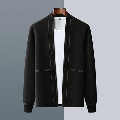 Men's Open Front Cardigan Button Detail
