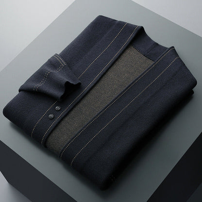Men's Open Front Cardigan Button Detail