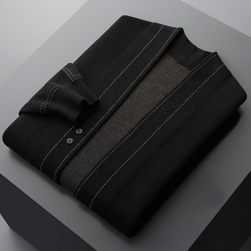 Men's Open Front Cardigan Button Detail