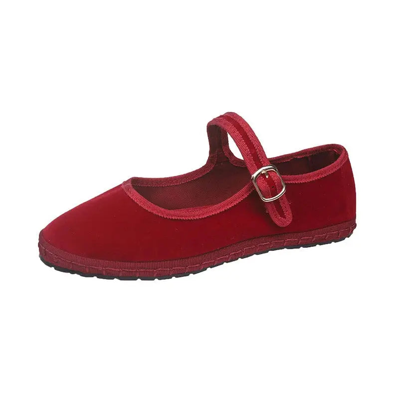 Women's Round Toe Ballet Flats Black Leather Comfortable - VibreMode