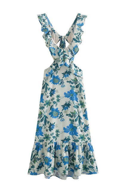 Chic Ladies Floral Off Shoulder Maxi Dress