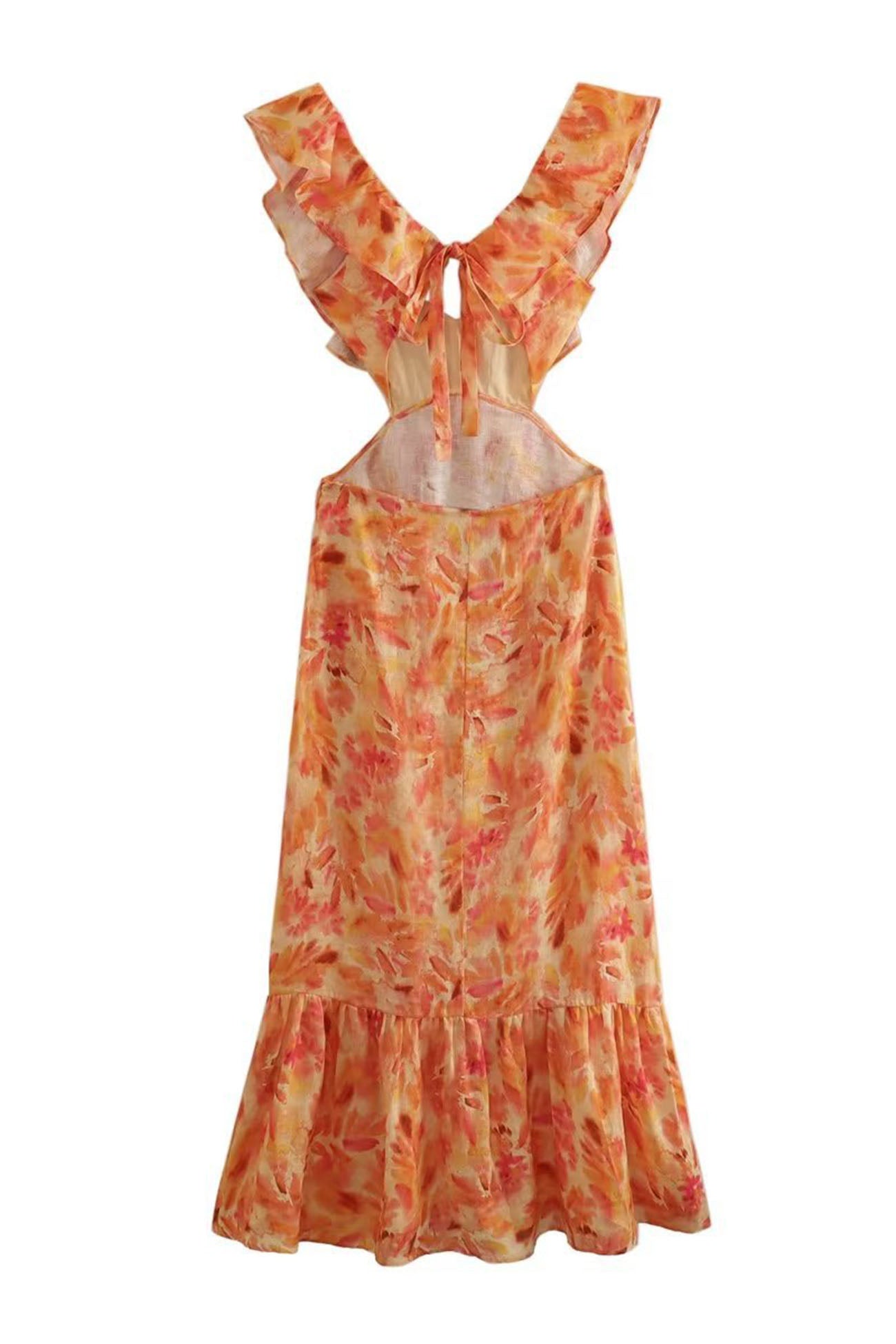 Beautiful Floral Long Ruffle Dress