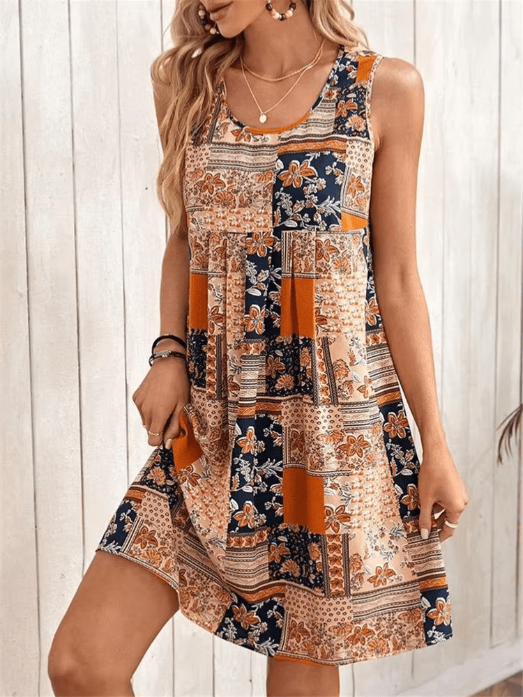 Trendy Floral Patchwork Summer Dress - VibreMode