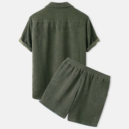 Men's Ribbed Summer Clothing Set Breathable Comfort