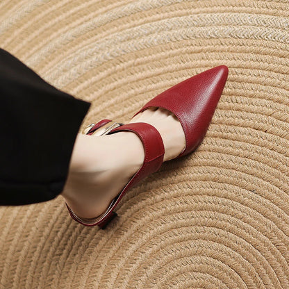 Luxurious Red Leather High Heels
