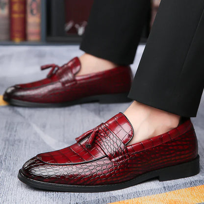 Men's Slip-On Dress Shoes Leather Black