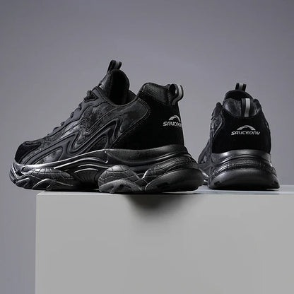 Authentic Black Leather Sneakers