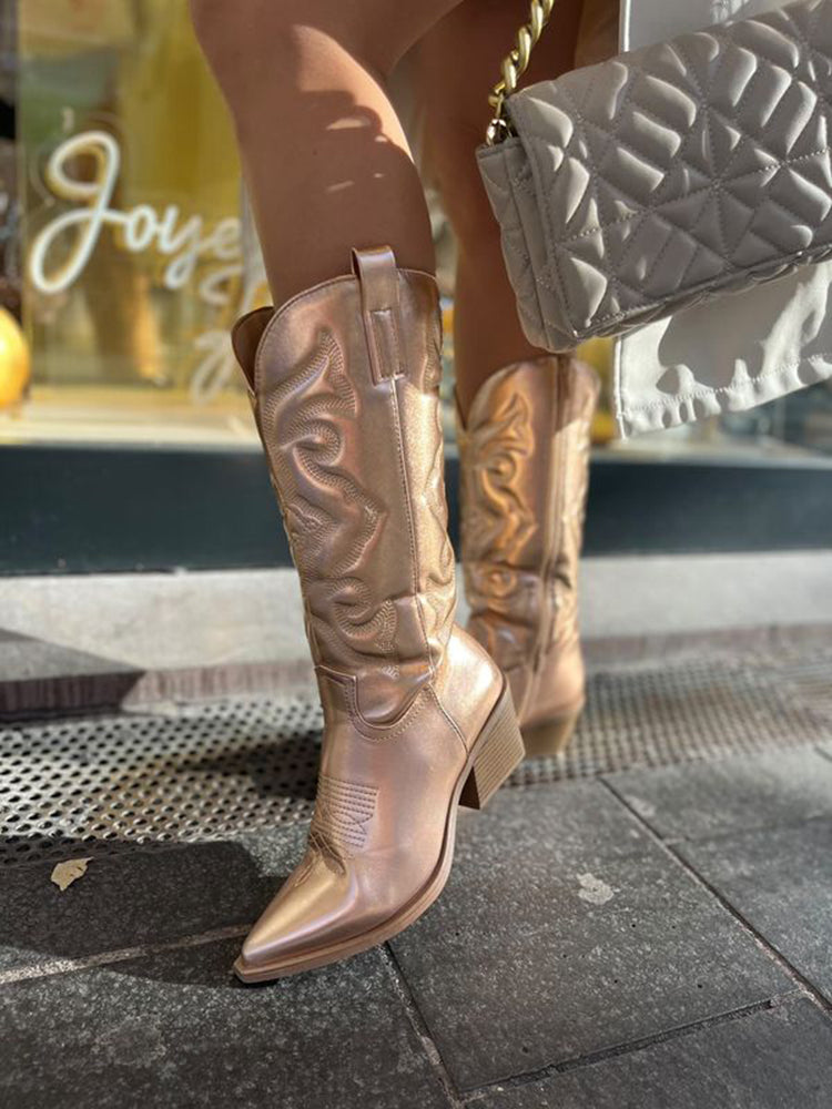 Women's Metallic Cowboy Zip Boots