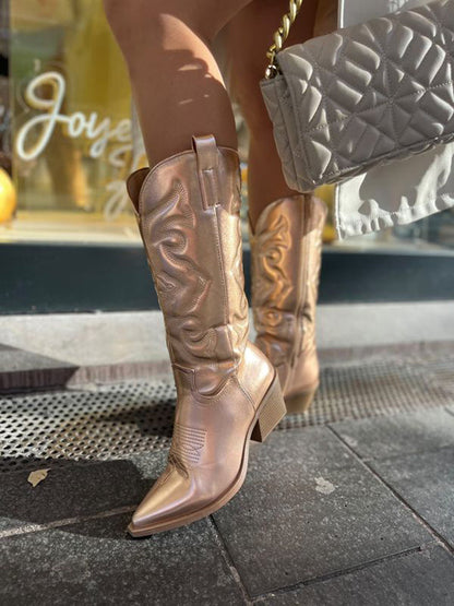 Women's Tall Boots Stitched Leather Upper