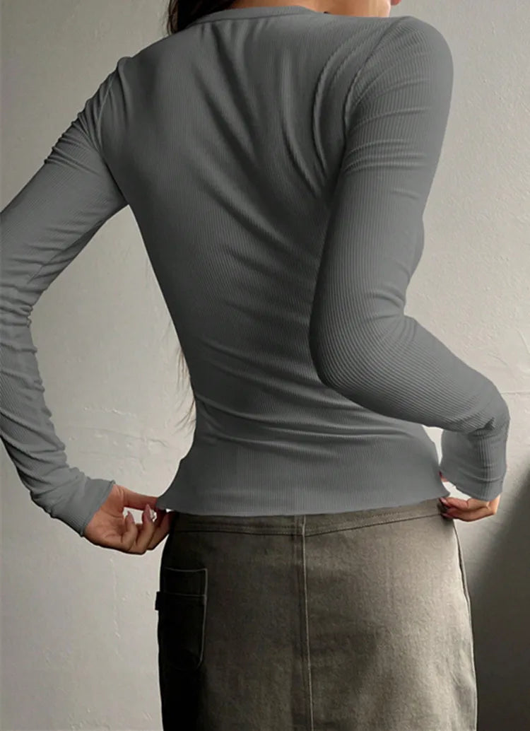 Minimalist Men's Ribbed Henley Shirt