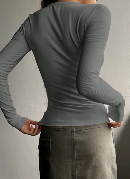 Minimalist Men's Ribbed Henley Shirt